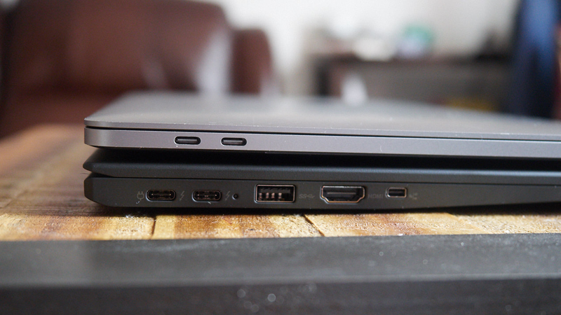 It’s thicker than the new 13-inch MacBook Pro. It’s also much lighter and has more ports.